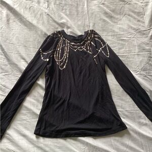 Elegant Black Beaded Women's Top